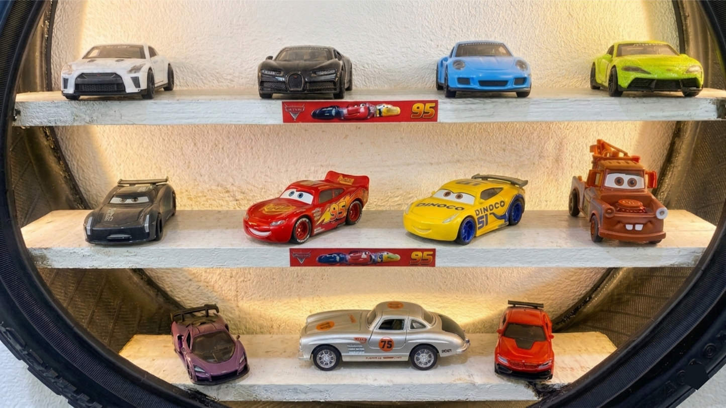 Turn Your Wall Into a Garage
HandMade Luxury Tire Shelf with LED Elegance.