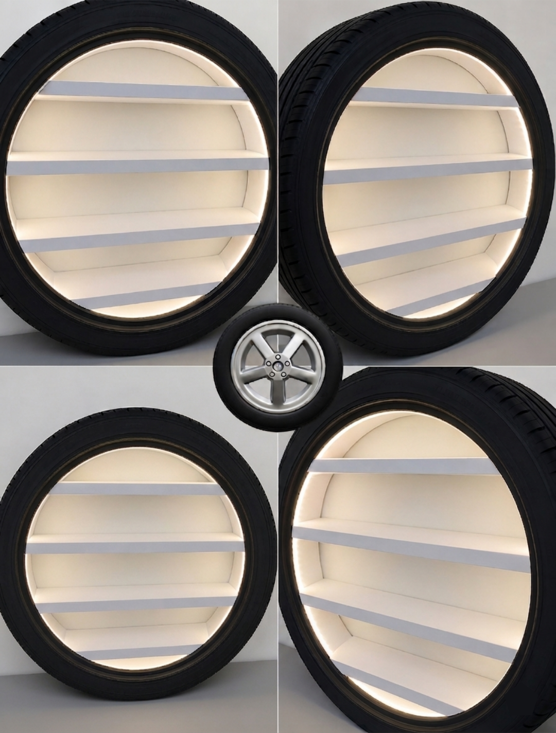 Turn Your Wall Into a Garage
HandMade Luxury Tire Shelf with LED Elegance.