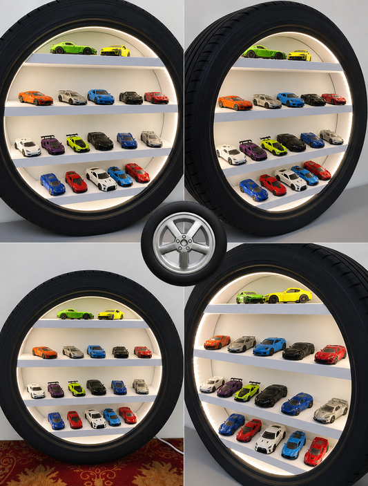 Turn Your Wall Into a Garage
HandMade Luxury Tire Shelf with LED Elegance.